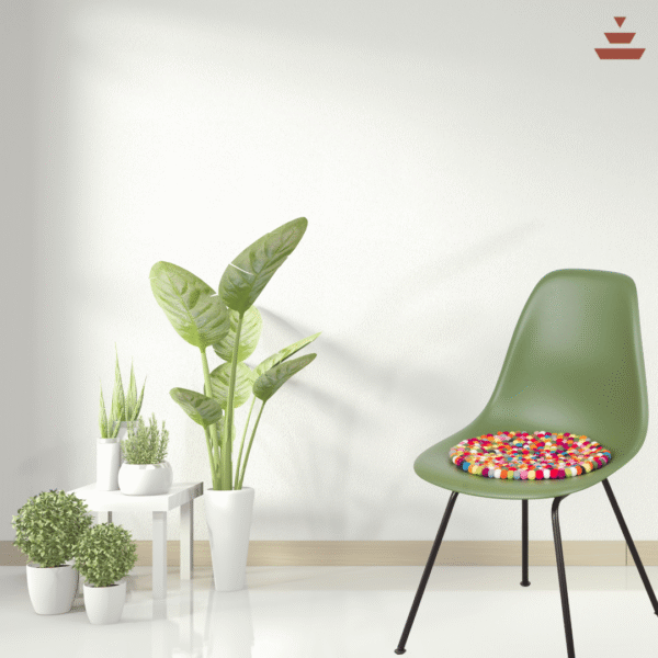 Multi Colour 100% New Zealand Wool Round Chair Pad