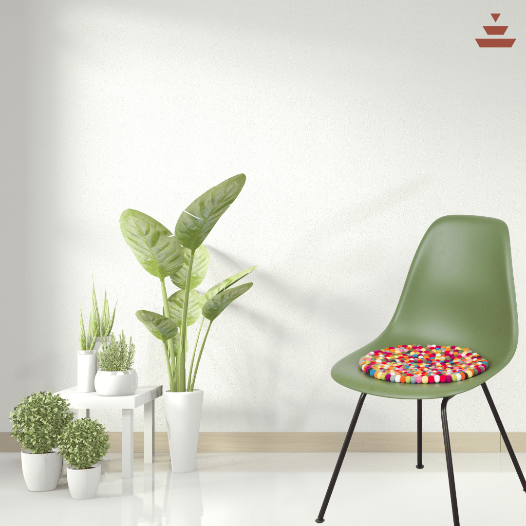 Multi Colour 100% New Zealand Wool Round Chair Pad