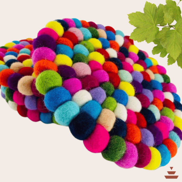 Multicolor Handmade Trivets  -100% NZ Wool, Set of 3 - Image 2