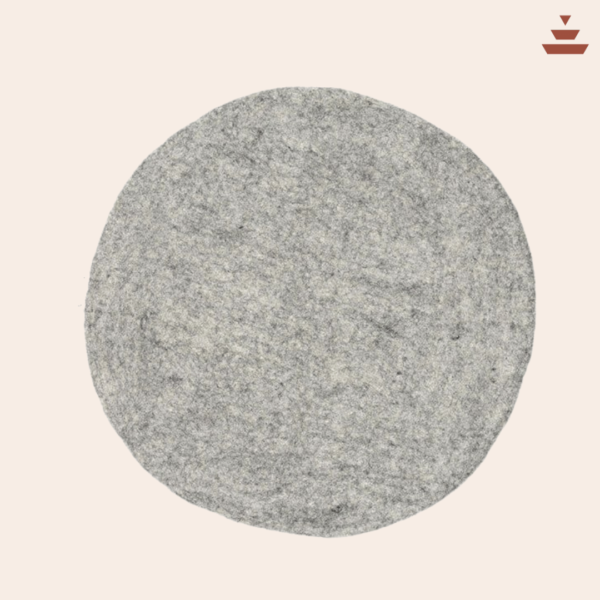 Charcoal 100% New Zealand Wool Round Chair Pad - Image 2