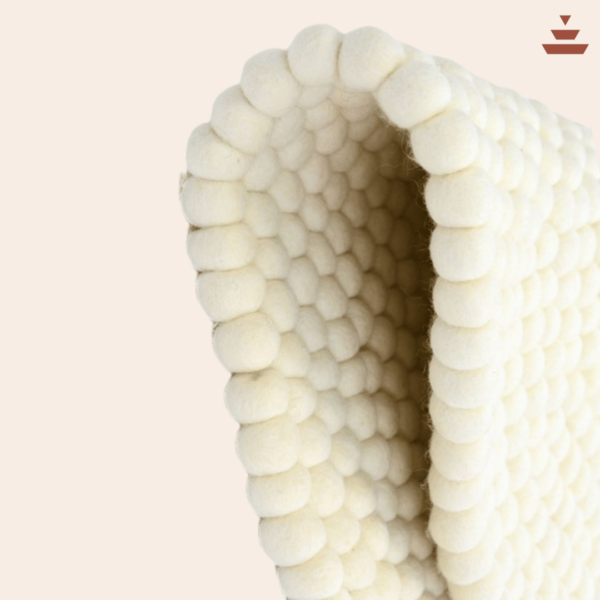 Gundri –White Ball Rug in 100% New Zealand Wool - Image 3