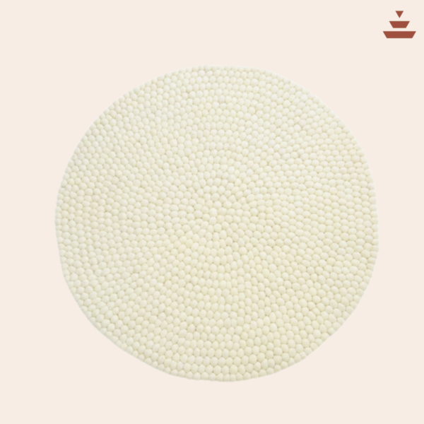 Gundri –White Ball Rug in 100% New Zealand Wool - Image 2