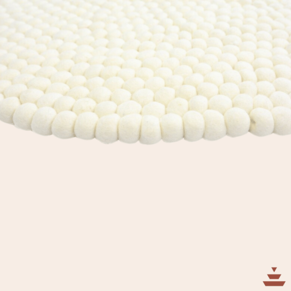 Gundri –White Ball Rug in 100% New Zealand Wool - Image 4