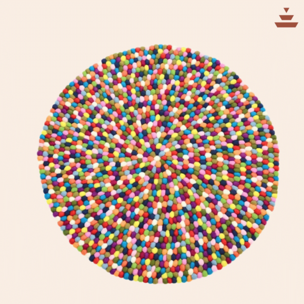 Gundri – Multicolor Felt Ball Rug in 100% New Zealand Wool - Image 2