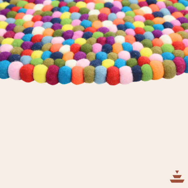 Gundri – Multicolor Felt Ball Rug in 100% New Zealand Wool - Image 4
