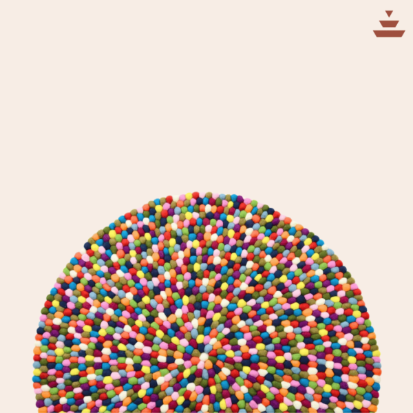 Gundri – Multicolor Felt Ball Rug in 100% New Zealand Wool - Image 5