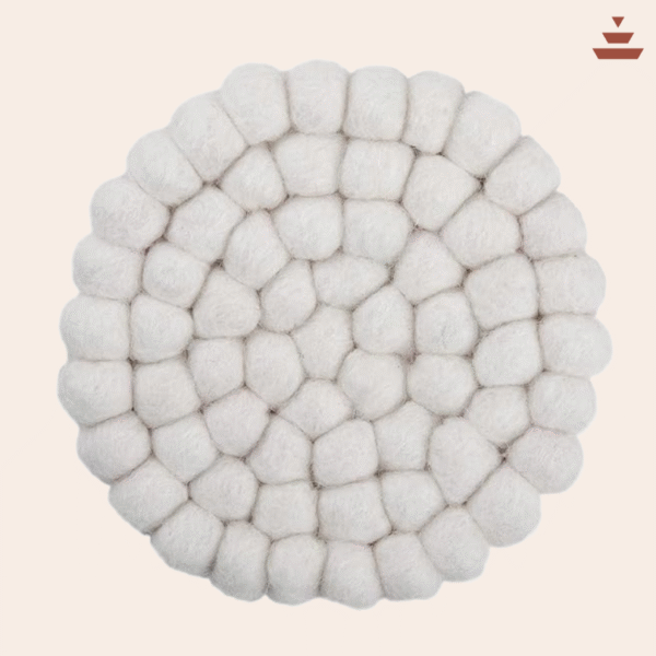 White Colour Handmade Trivets -100% NZ Wool, Set of 3 - Image 2