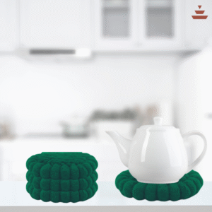 Forest Green Colour Handmade Trivets  -100% NZ Wool, Set of 3