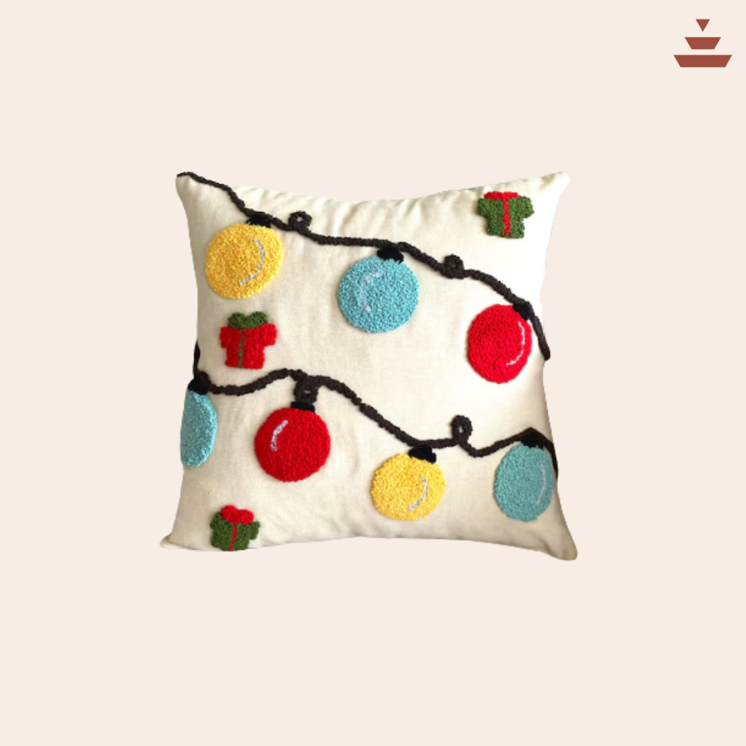 Christmas Lights   – Handmade 100% New Zealand Wool Cushion Cover