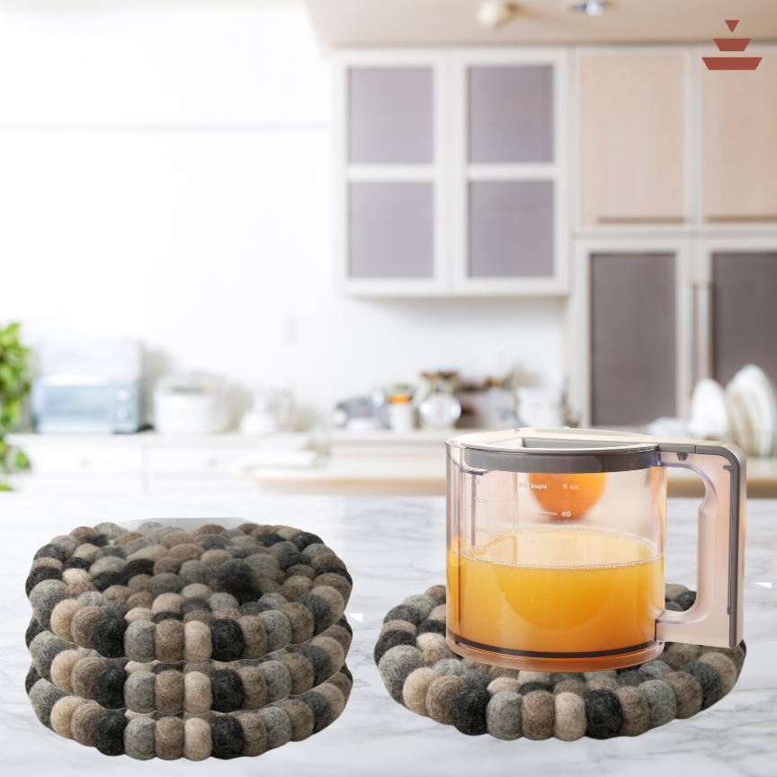 Stone Design Handmade Trivets -100% NZ Wool, Set of 3