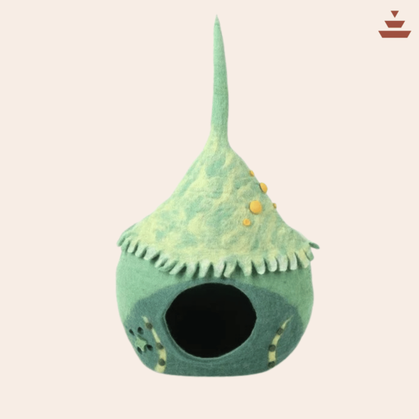 Cat House with Marine Plant Design – 100% NZ Wool - Image 2