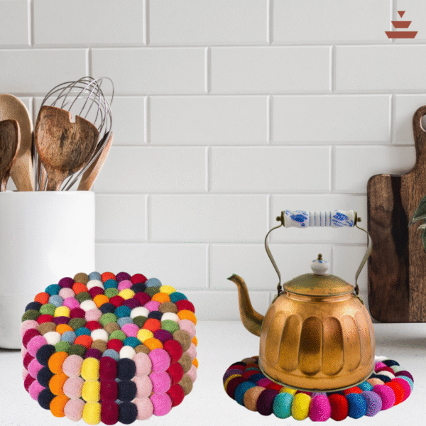 Multicolor Handmade Trivets  -100% NZ Wool, Set of 3
