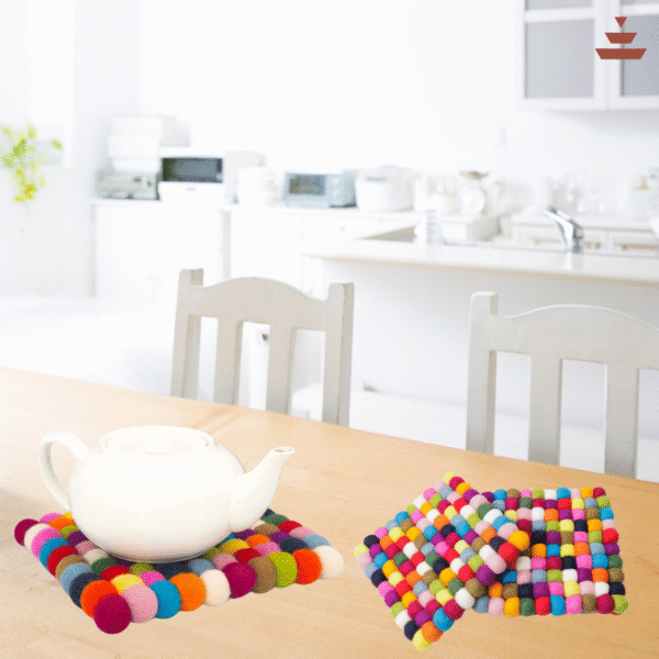 Rectangular Multicolour  -100% NZ Wool, Set of 3