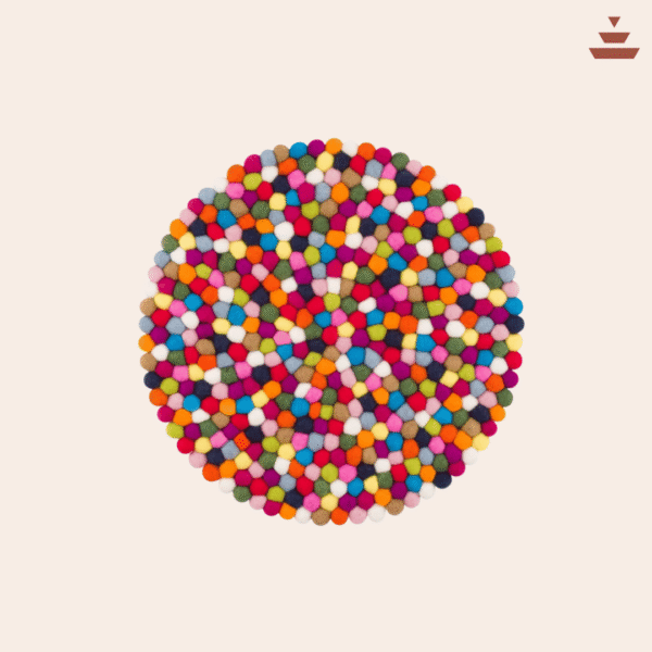 Multi Colour 100% New Zealand Wool Round Chair Pad - Image 2