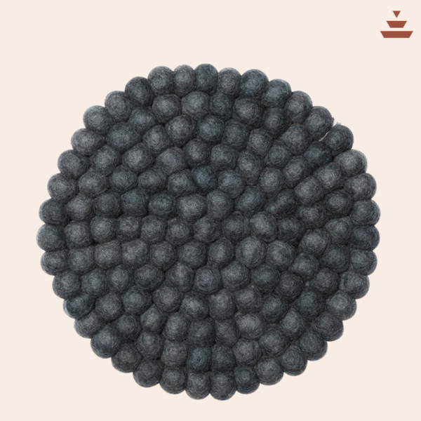 Charcoal Colour Handmade Trivets -100% NZ Wool, Set of 3 - Image 2