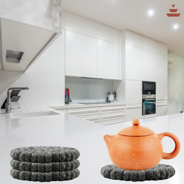 Charcoal Colour Handmade Trivets -100% NZ Wool, Set of 3