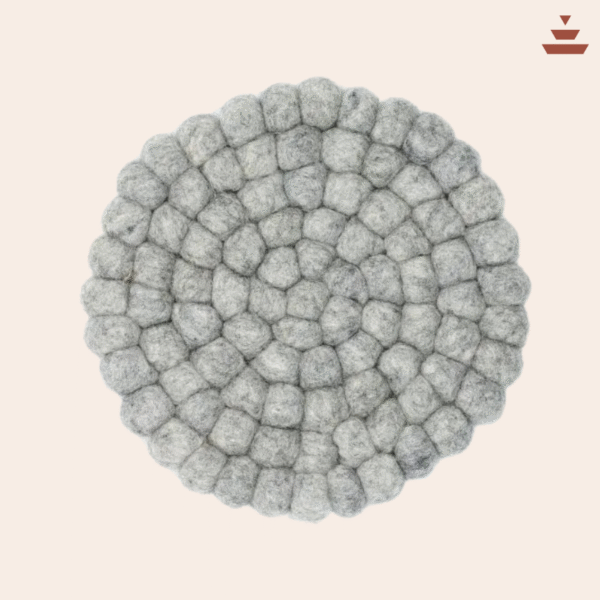 Grey Colour Handmade Trivets  -100% NZ Wool, Set of 3 - Image 2