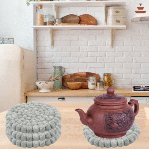 Grey Colour Handmade Trivets  -100% NZ Wool, Set of 3