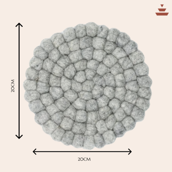 Grey Colour Handmade Trivets  -100% NZ Wool, Set of 3 - Image 3