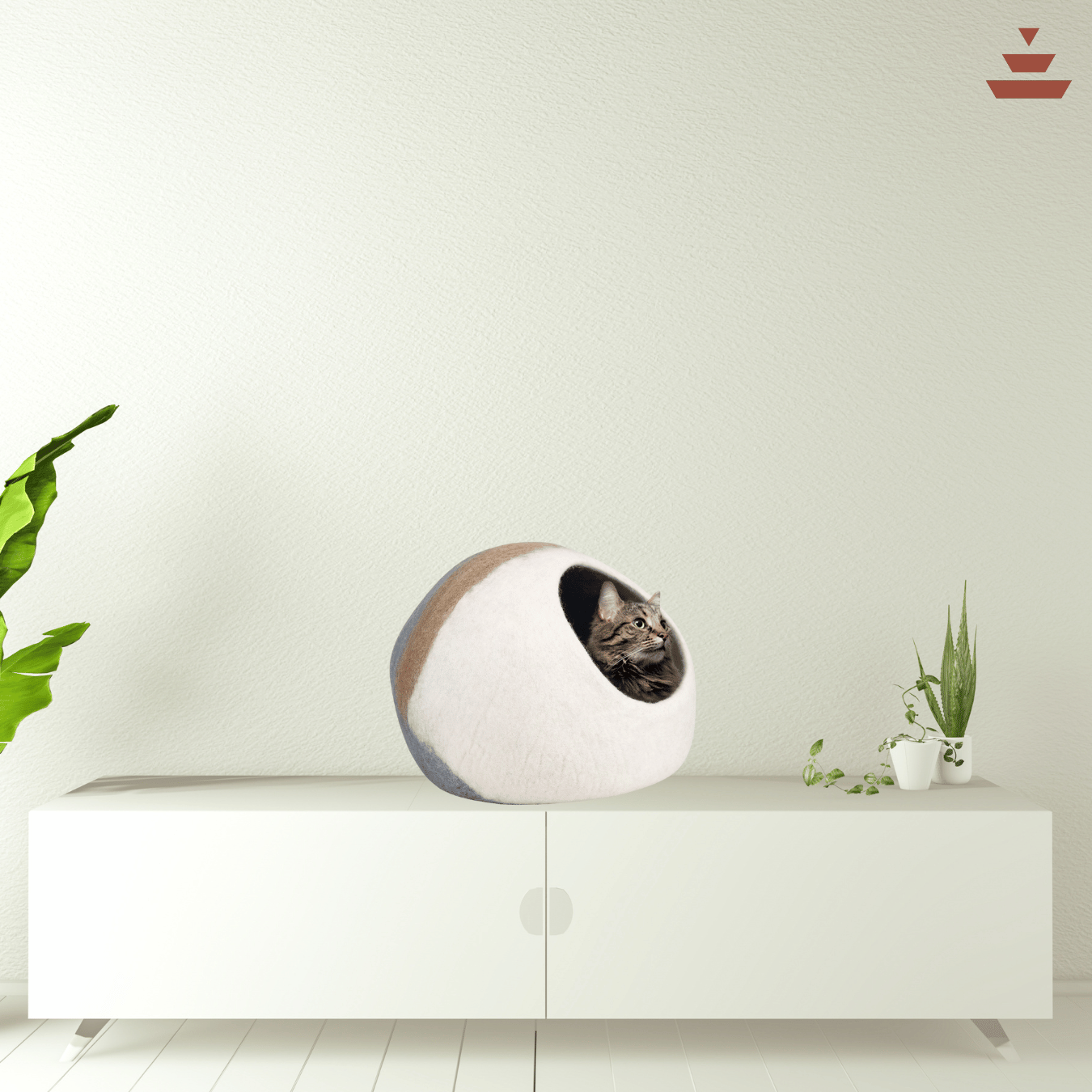 Cat House with Dual Tone Round Design – 100% NZ Wool