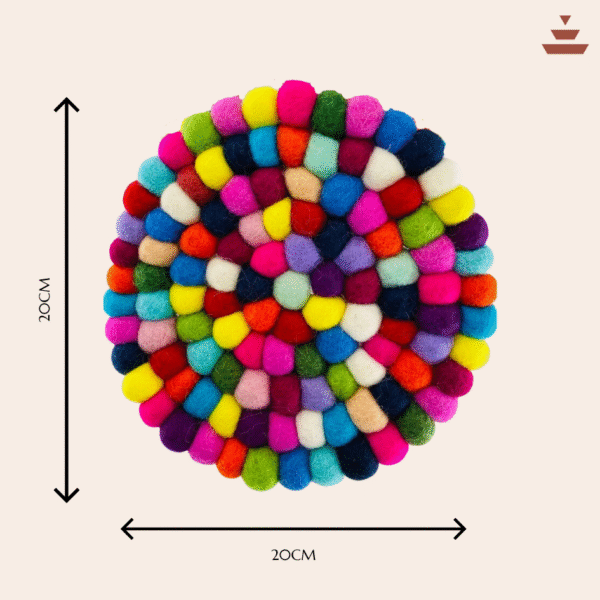 Multicolor Handmade Trivets  -100% NZ Wool, Set of 3 - Image 3