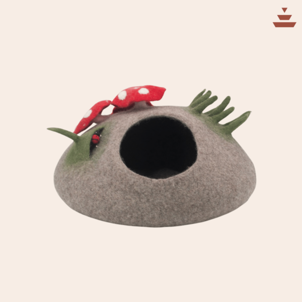 Cat House with Toadstoool  Design – 100% NZ Wool - Image 2