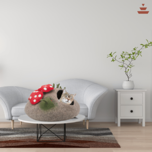 Cat House with Toadstoool  Design – 100% NZ Wool