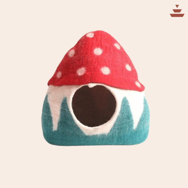 Cat House with Mushroom  Design – 100% NZ Wool - Image 2