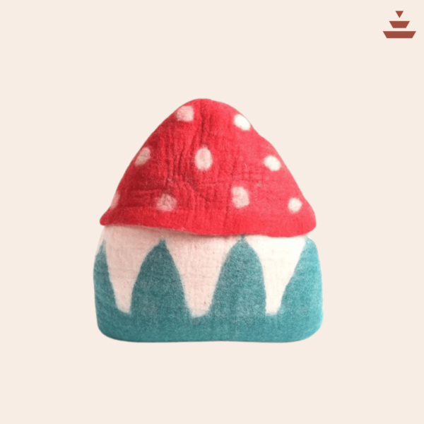 Cat House with Mushroom  Design – 100% NZ Wool - Image 3