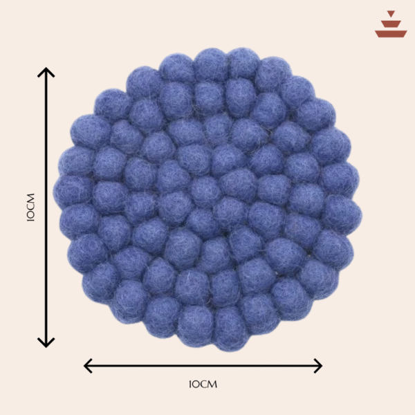 Soft Indigo Handmade Coaster -100% NZ Wool, Set of 6 - Image 2