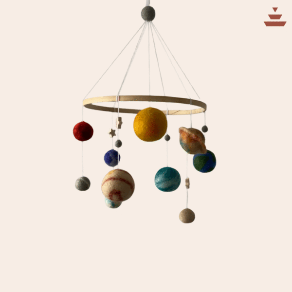 Solar System Hanging Mobile  – Handmade 100% New Zealand Wool - Image 2