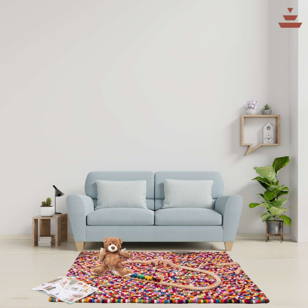 Gundri –Multi-Colour Rectangular Ball Rug in 100% New Zealand Wool