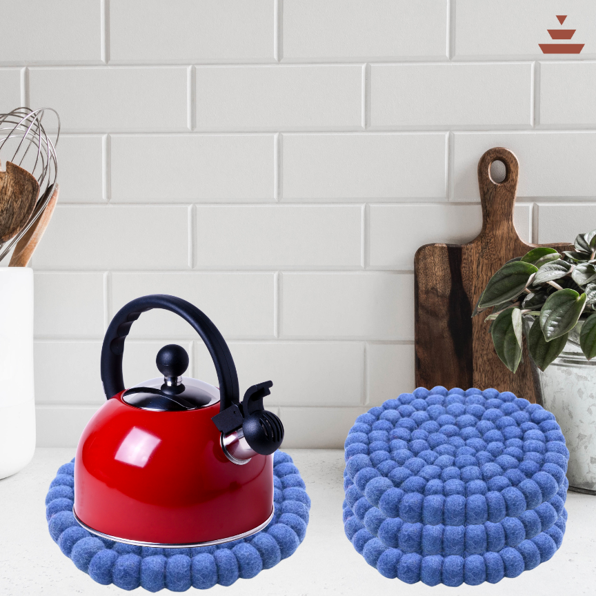 Soft Indigo Colour  -100% NZ Wool, Set of 3