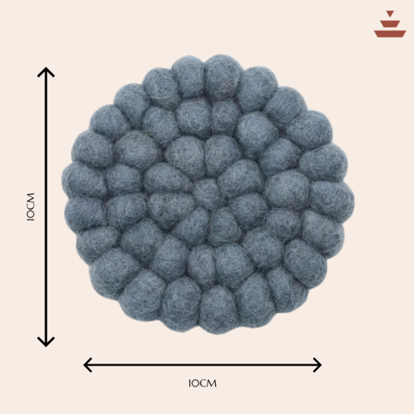 Storm Blue Handmade Coaster -100% NZ Wool, Set of 6 - Image 2
