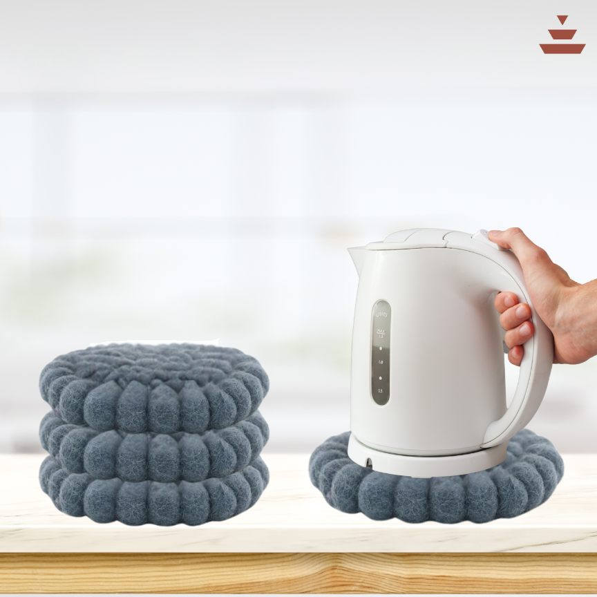 Storm Blue Colour  -100% NZ Wool, Set of 3