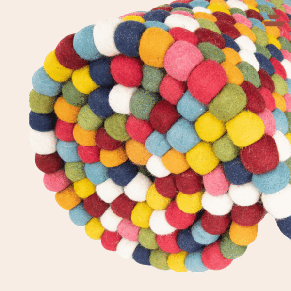 Gundri –Multi-Colour Rectangular Ball Rug in 100% New Zealand Wool - Image 3