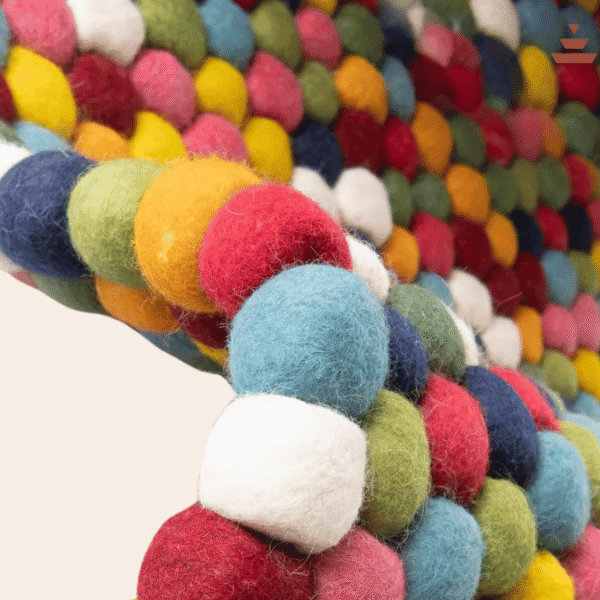 Gundri –Multi-Colour Rectangular Ball Rug in 100% New Zealand Wool - Image 4