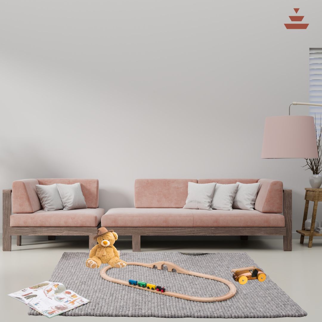 Gundri –Natural Grey Rectangular Ball Rug in 100% New Zealand Wool
