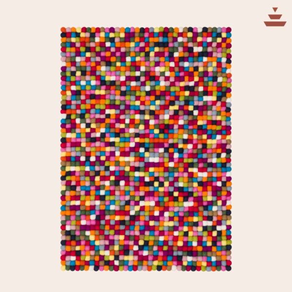 Gundri –Multi-Colour Rectangular Ball Rug in 100% New Zealand Wool - Image 2