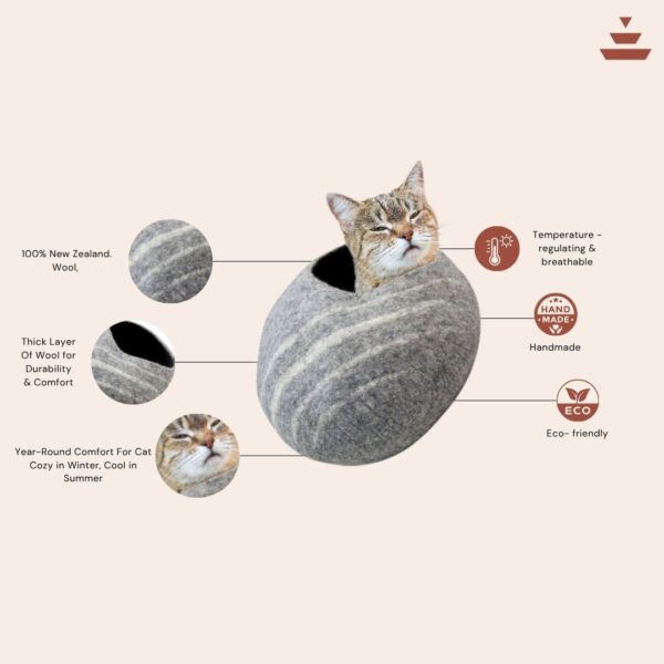 Cat House with Stone Theme Design – 100% NZ Wool - Image 4