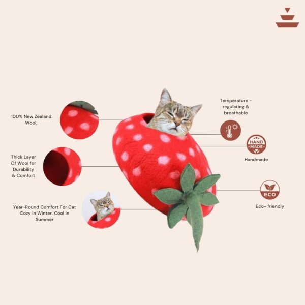 Cat House with Strawberry  Design – 100% NZ Wool - Image 3